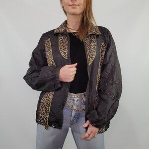 Vintage 90's EVR Div Ruosso Track Jacket Cheetah Leopard, Sz Med